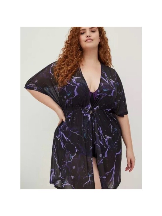 torrid Other - Torrid Black & Purple Lightning-Print Swim Coverup Sz 1X/2X